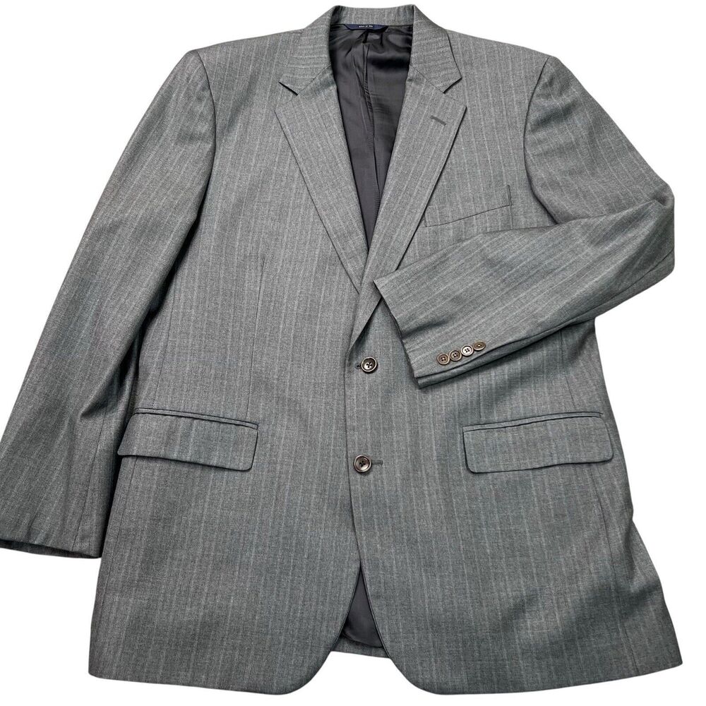 Brooks Brothers Madison Saxxon Blazer Mens Size 44L Gray Pinstripes USA